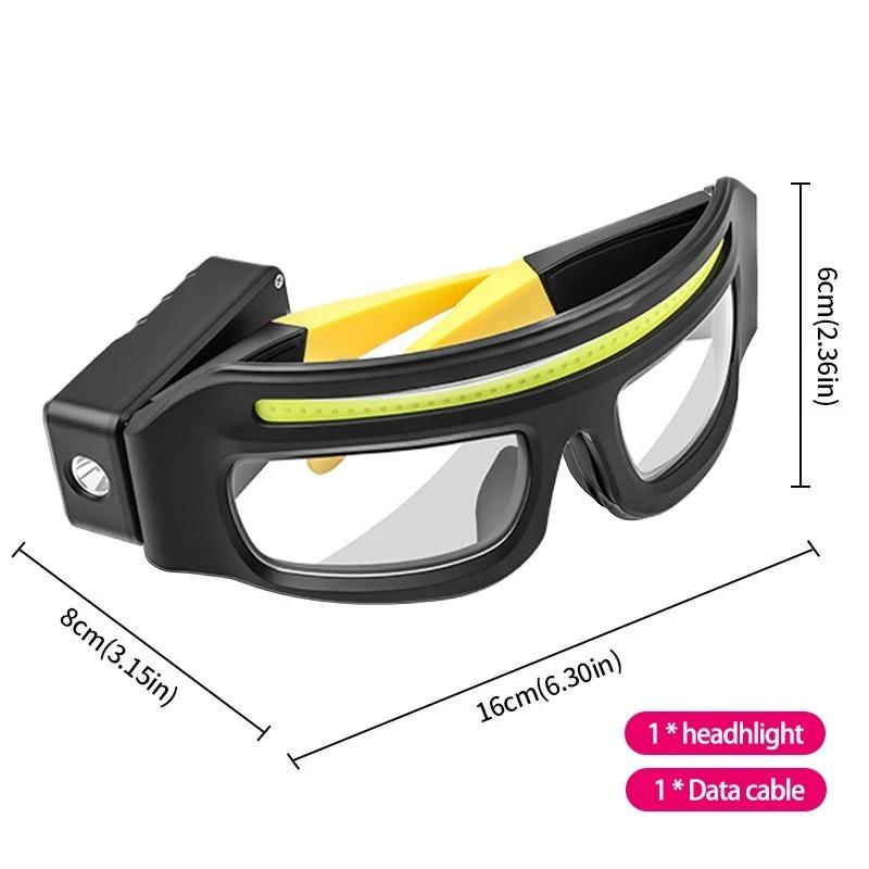 Многофункциональные очки XTE, предупреждающий фонарь с зарядкой TYPE-C, компактные и портативные, сенсорный налобный фонарь