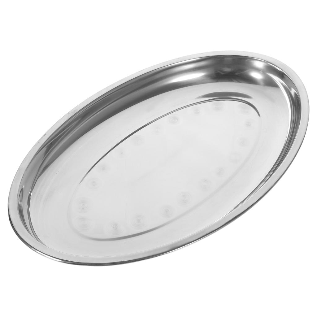 26cm Stainless Steel Oval Sizzle Platter Serving Platter Appetizer Dinner Plate Dishes For Home Restaurant