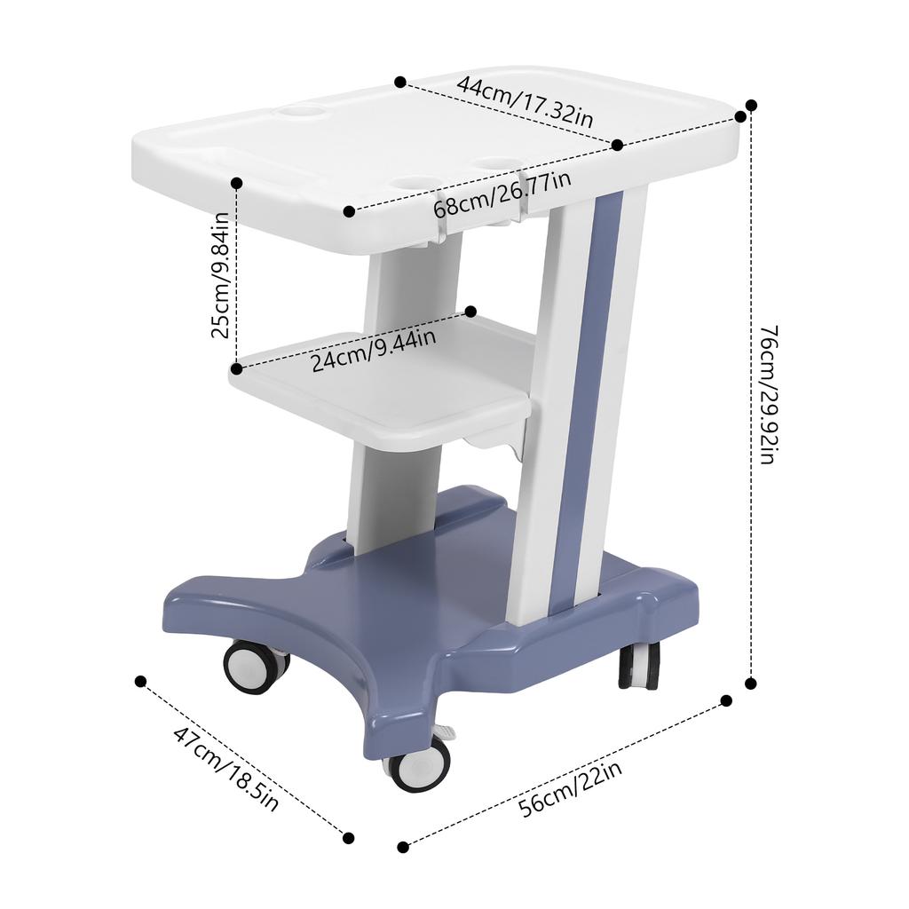 Medical Trolley Cart with Wheels Mobile Ultrasound Cart Beauty Storage Utility Cart for Dental Clinics Hospitals & Beauty Salons