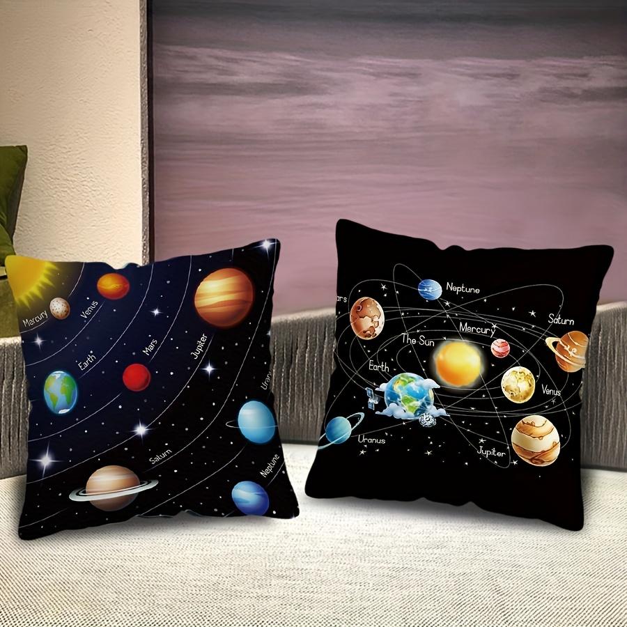 Galaxy-Inspired Throw Pillow Cover - 17.7x17.7 Inch, Polyester, Machine Washable, Zip Closure, Contemporary Style, 1pc