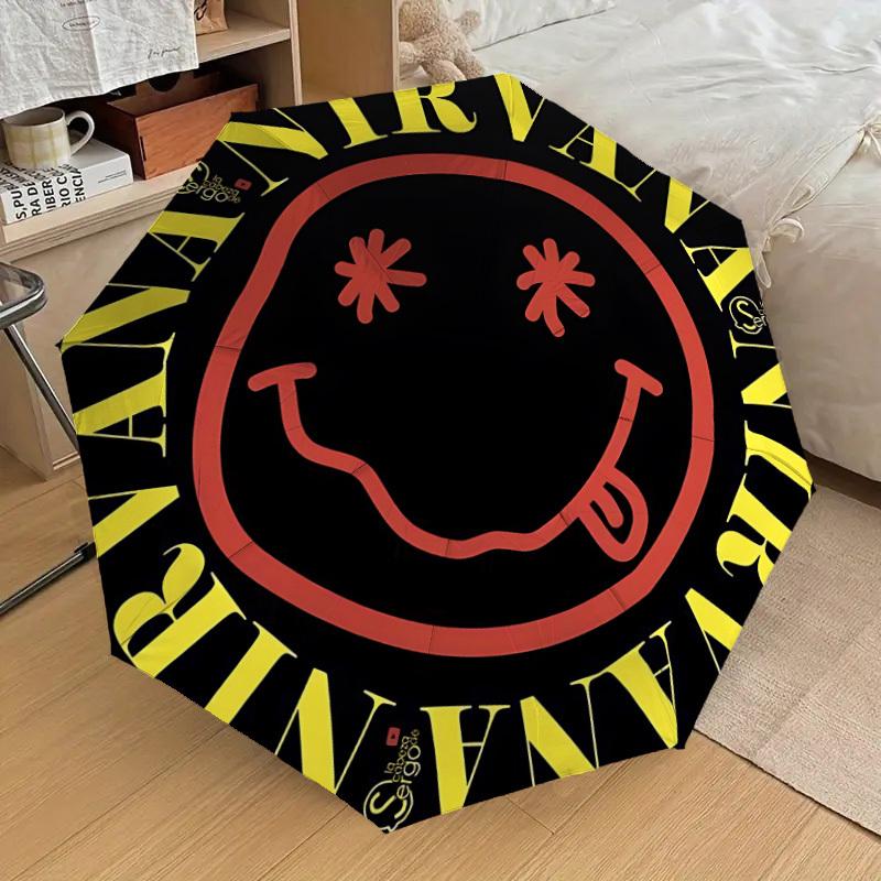 1pc Smiley Automatic Open/Close Umbrella, Lightweight Design for Everyone, Halloween & Christmas Gifts - Ideal for Daily, Formal, Party Use, Formal Ev