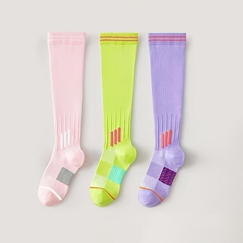 3Pairs Women'S Sports Socks, Compression Slimming Calf Socks, Summer Thin Professional Sports Running Jump Rope Fitness Yoga Compression Socks, Mid