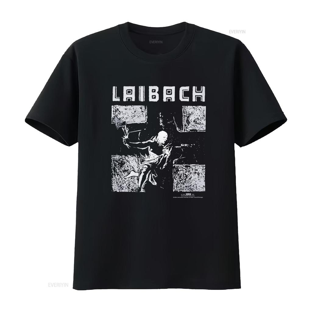 Винтажная футболка Laibach Ribach с принтом спереди, с круглым вырезом, с коротким рукавом, топ, черная, б/у, винтажная, удобная, мягкая, стильная