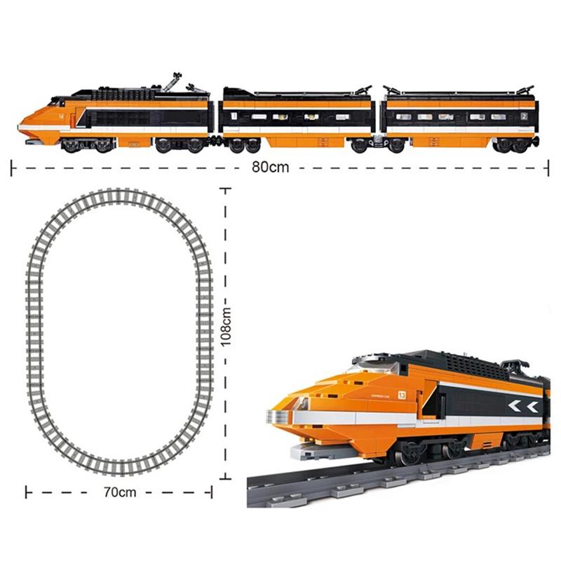 City Power Function High Speed Train Railway Express with Tracks Building Brick Block Model Boys Childrens Kids Educational Gift