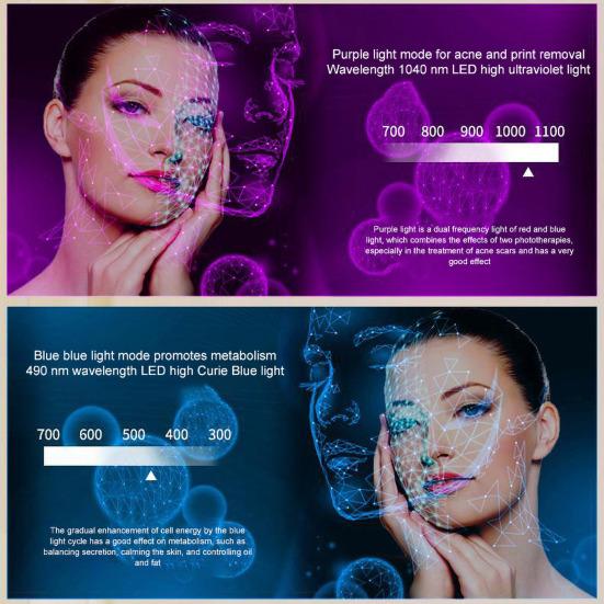 Светодиодная маска для лица, светотерапия, косметический инструмент, 7 цветов, профессиональные многофункциональные многоразовые антивозрастные устройства для лица с твердой кожей для домашнего использования