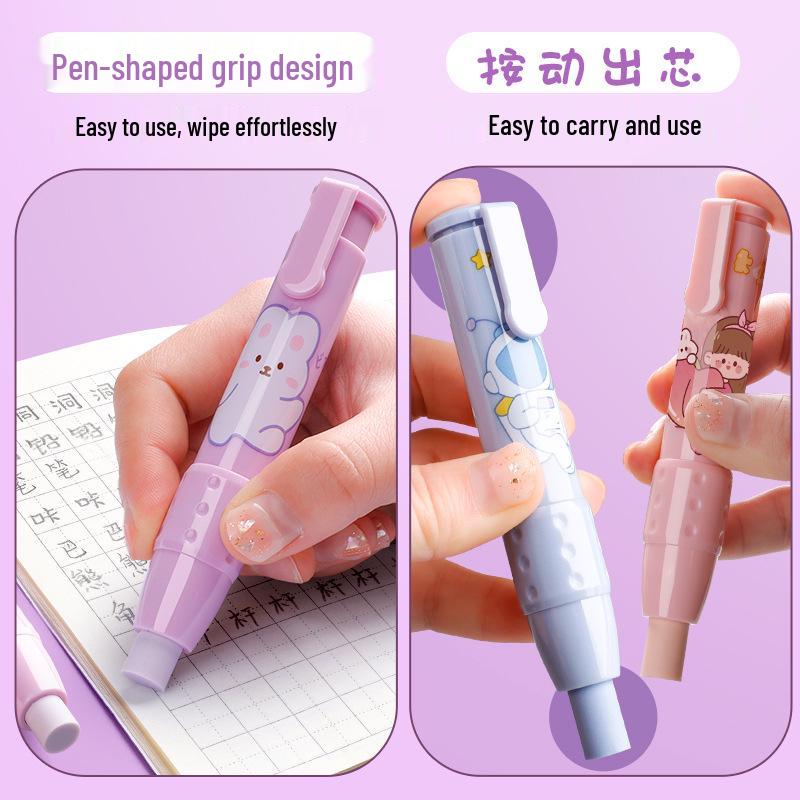 Retractable Push-Button Eraser for Drawing, No Marks, Crumb-Free Design, Ideal for Students and Office Use