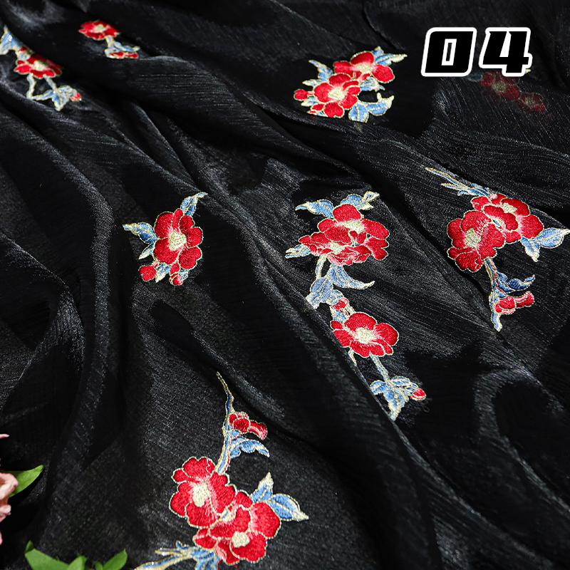 50*150см Ткань с вышивкой цветов камелии для шитья старинного платья ханьфу, юбок, сценического костюма, дизайнерская китайская ткань