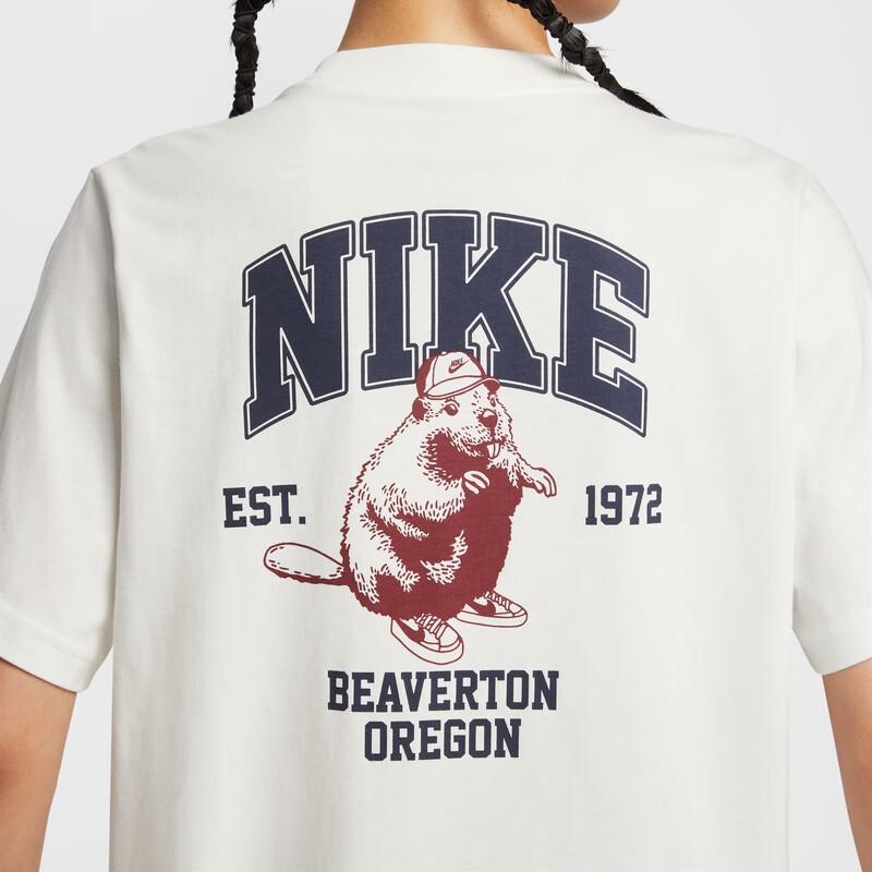 Nike Спортивная одежда Винтажная Свободная Модная Универсальная Футболка с коротким рукавом Женские топы Белый IH0826133