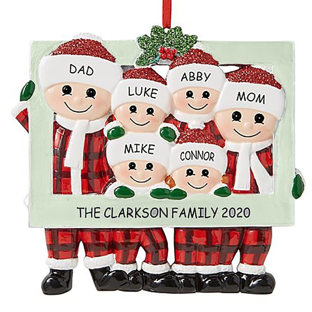 Персонализированная семейная фоторамка, рождественская елочная безделушка, украшение для семьи, 2021, рождественские праздничные украшения