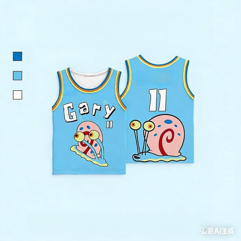 Adult and Kids Bikini Bottom All-Star Sleeveless T-Shirt, SpongeBob 3D Cartoon Print Basketball Tank Top in Various Styles