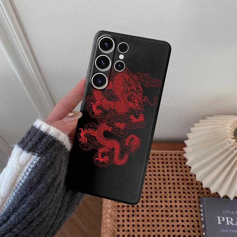 Мягкий силиконовый черный чехол с рисунком Line Chinese Loong для Xiaomi Redmi Note 13 Pro Samsung A55 A35 M35 S24 iPhone Camera Защитный противоударный чехол
