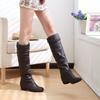 Women Boot Stylish High Boots Low Heel Soft PU Leather