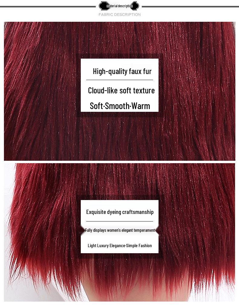 Пальто из рыжей овчины с коротким рукавом большого размера для женщин