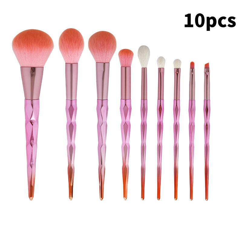 Набор из 10 кистей для макияжа с 3D градиентом и синтетическим ворсом для профессионального использования