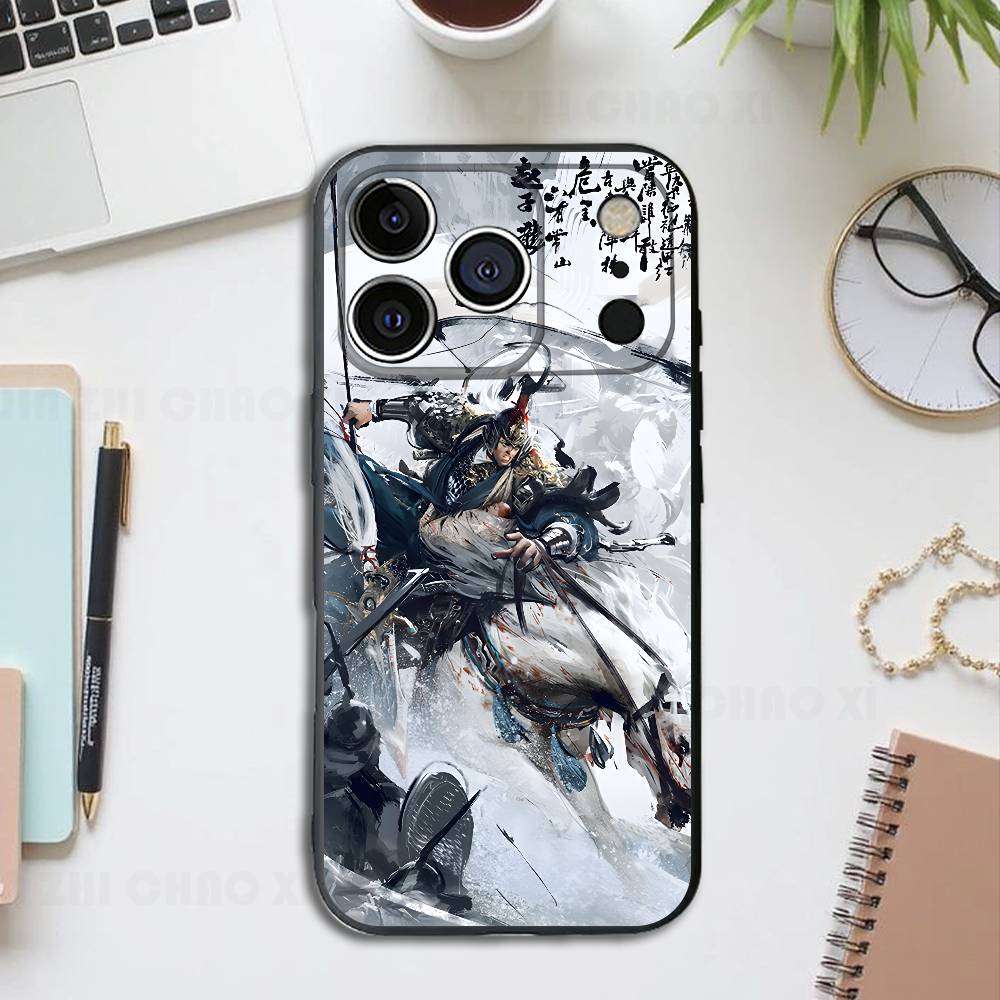 Three Kingdoms Hero Silicone Phone Case For IPhone 17 16 15 14 13 12 11 X XS Plus Pro Max Shockproof Soft Cover