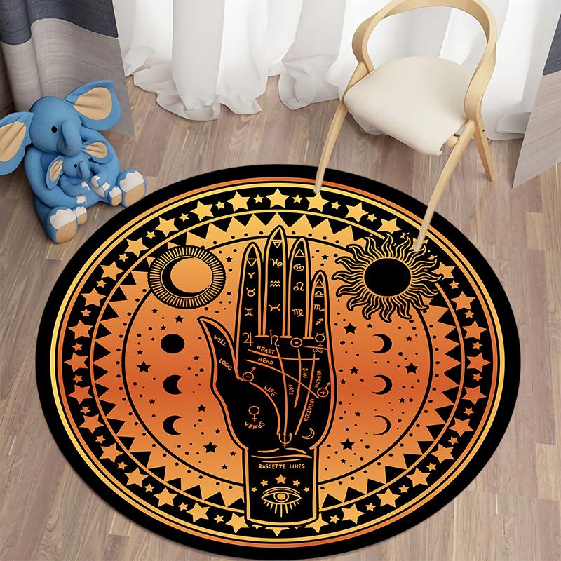 Bohemian Totem Style Round Carpet Tarot Card Floor MATS Bedroom Bathroom Carpet Children's Room Divination MATS Home Decor