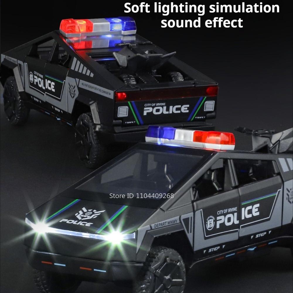 1:32 Pickup Charger Police Car Model Toy Doors Opened Sound Light Pull Back Models Shock Absorption Toys Boy Gift Ornaments