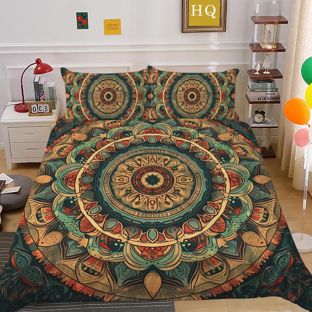 Mandala Printed Home Textiles Full Size Polyester Bed Clothes Woman Girl High Quality Comforter Cover Sets