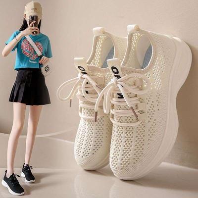 Женская обувь из сетки с полым плетением, летняя повседневная спортивная обувь, легкая дышащая обувь на мягкой подошве, кроссовки для бега