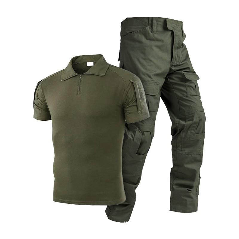 Men Camouflage Short Sleeve Cycling Jersey Set Outdoor Training Breathable Tactical Suit