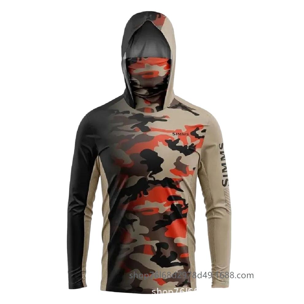 SIMMS Fishing Suit Fly Fishing Luya Hoodie Summer Men's Long Sleeve Sunscreen Clothing Hooded Mask Quick Drying Breathable