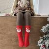 1 Pair Plush Christmas Socks with Non-Slip Grip Festive Holiday Floor Socks Soft Warm Fleece Stockings Gifts for Kids Adults