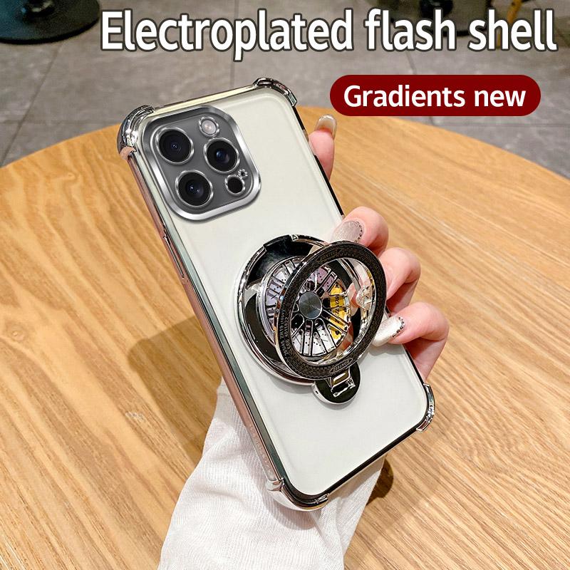 Glitter Shockproof Plating Gyro Bracket Phone Holder Case For Motorola Moto G05 G24 G14 G34 G04 G84 G54 E14 E15 G53 Stand Cover