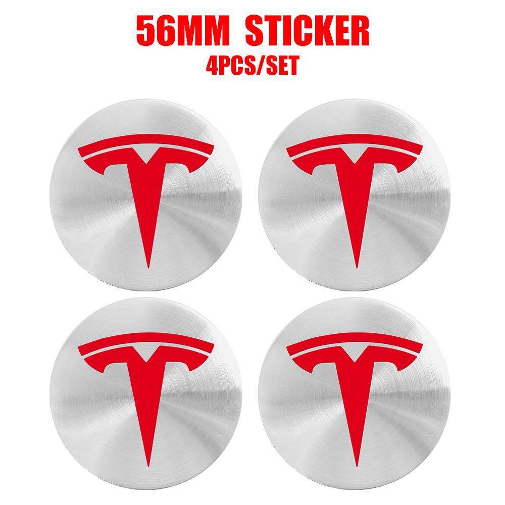 4pcs 56/60mm Car Wheel Center Cover Sticker Tire Hub Cap Badge Covers For Tesla Model 3 Model S Model X Model Y Coil Accessories