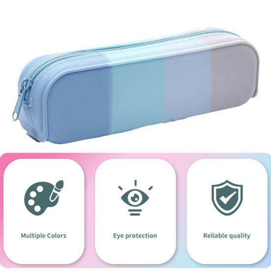 Силиконовый пенал градиентного цвета, сумка-карандаш на молнии, легкий пенал, органайзер для канцелярских принадлежностей