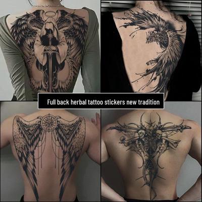 Водонепроницаемые наклейки-татуировки на всю спину с изображением дракона и феникса: Полуперманентный, неотражающий дизайн для мужчин и женщин