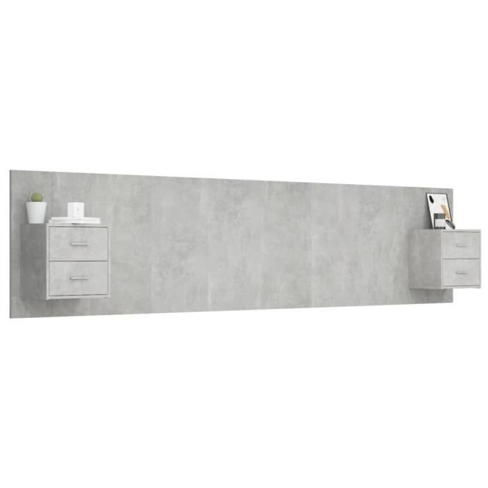 VidaXL Headboard with Cabinets Concrete Grey Engineered Wood 3115759