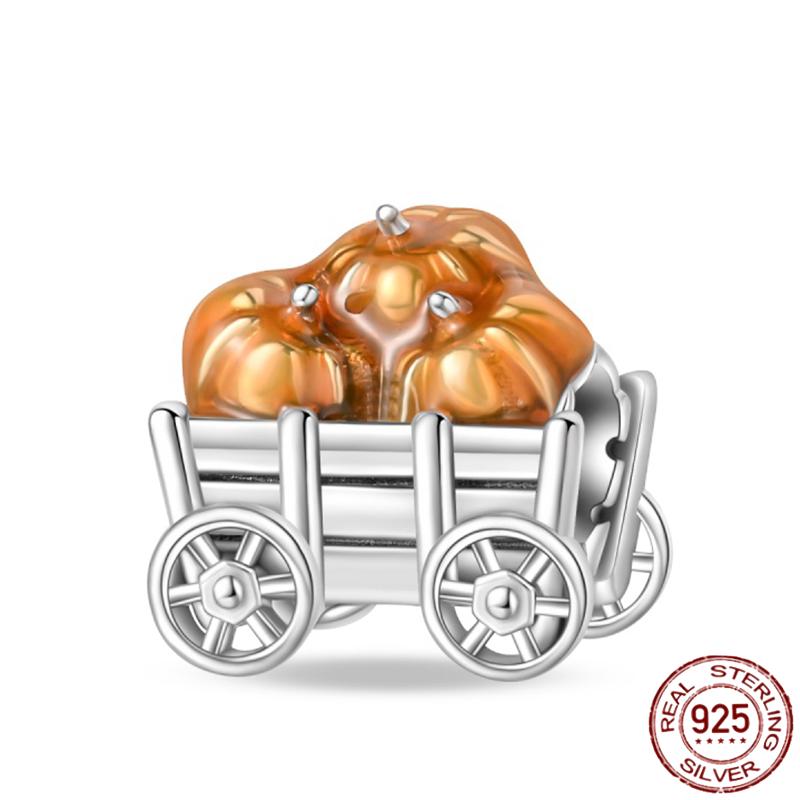 Copper Autumn Brown Music Squirrel Scarecrow Pumpkin Maple Leaves Charm Bead Women'S Bracelets Diy Jewelry Gift