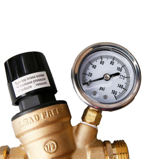Клапан регулятора давления воды, латунный бессвинцовый регулируемый редуктор давления воды с манометром для