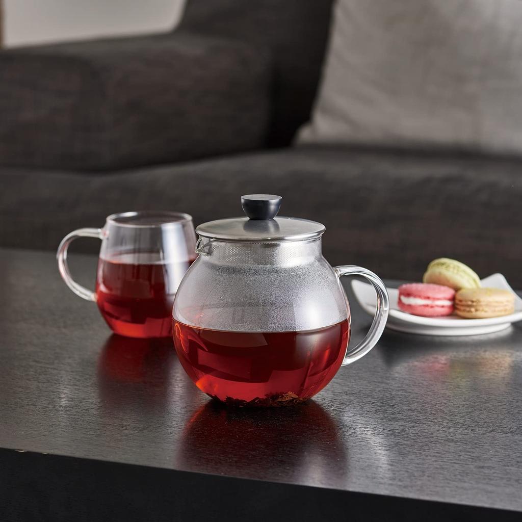Чайник HARIO Jumping Leaf Pot S, практичная емкость 600 мл, термостойкий стеклянный чайник JPS-60-HSV