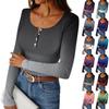 Women's Slim Bottom T-shirt Fashion Casual Gradient Printing Round Neck Pullover Long Sleeve Top