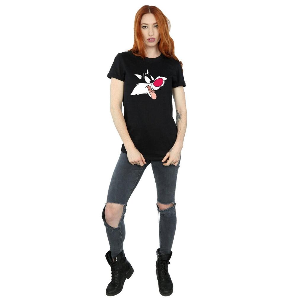 Looney Tunes Womens/Ladies Sylvester Face Cotton Boyfriend T-Shirt