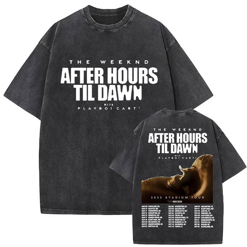 The Weeknd XO Tour Винтажная стираная футболка Мужская Женская Поп-музыка Футболки с коротким рукавом Рэп Хип-хоп Готическая одежда Футболки