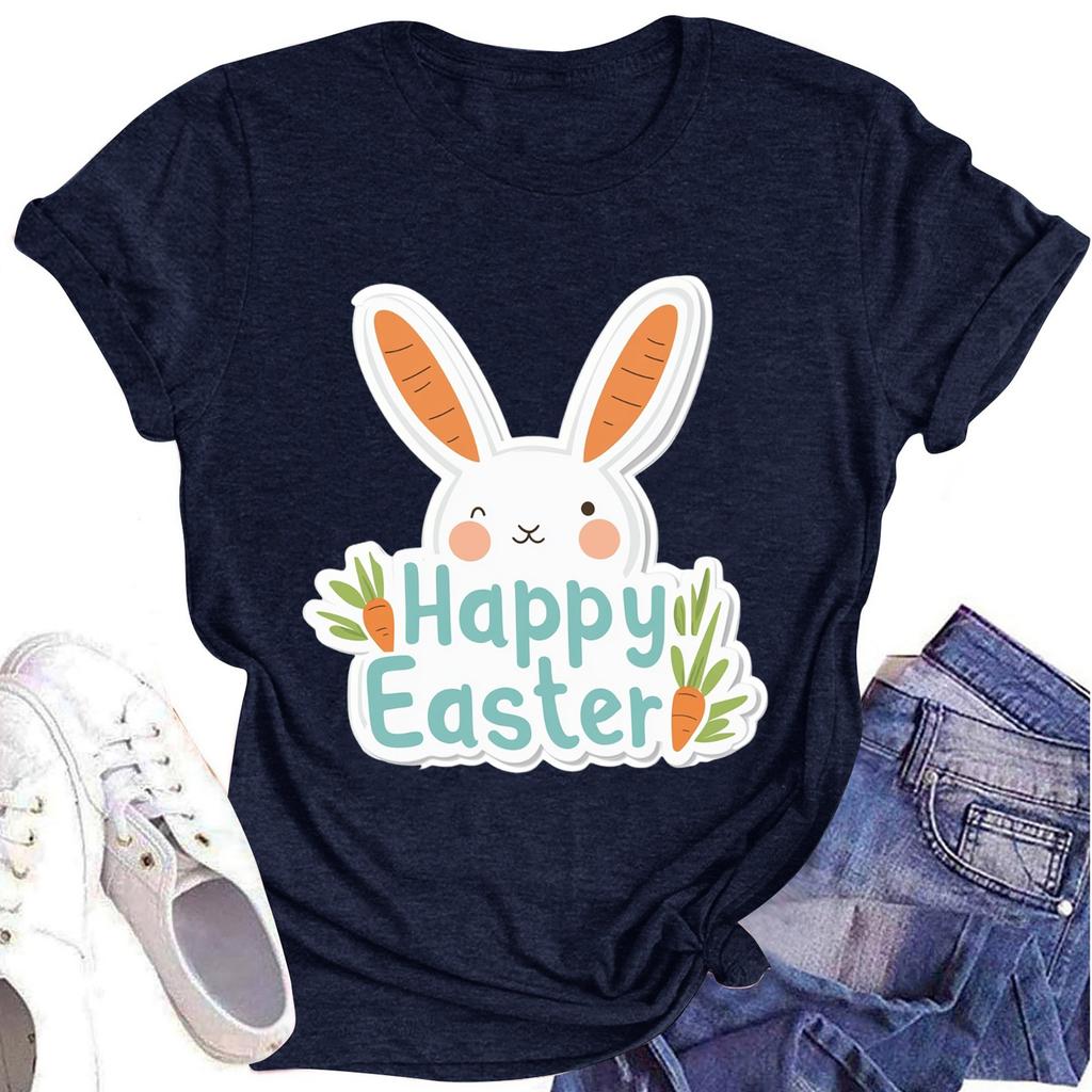 Women's Printed Round Neck Short-sleeved T-shirt Top