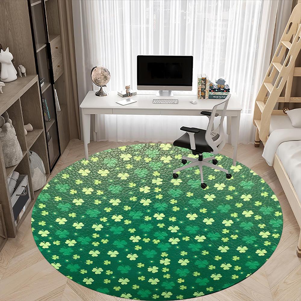 1pc Clover Pattern Office Round Rug, Non-slip, Soft and Durable Office Rug for Interior Decoration, Perfect for Office, Beautiful Decoration yy2603230