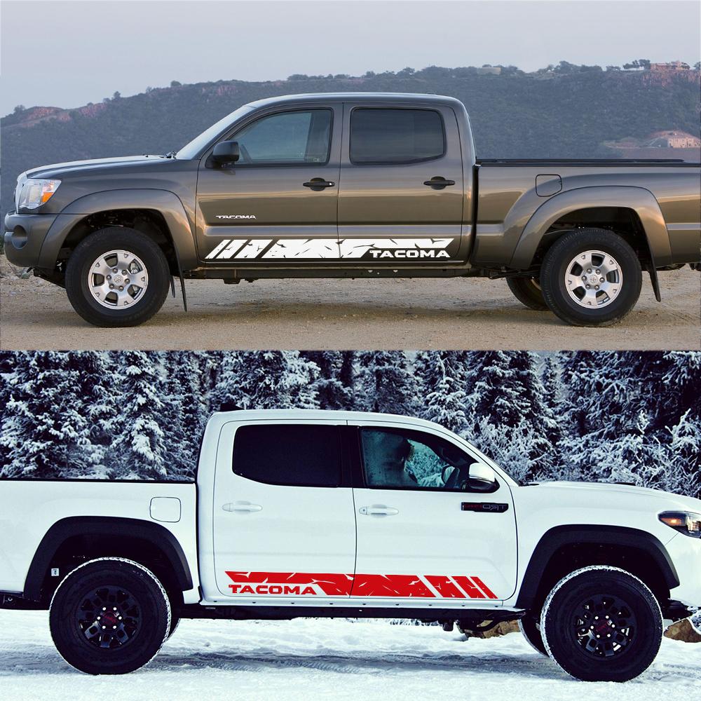 Дверь автомобиля, боковая юбка, полосатые наклейки для Toyota Tacoma Pickup, графический виниловый декор, наклейки на заказ, автомобильный экстерьер