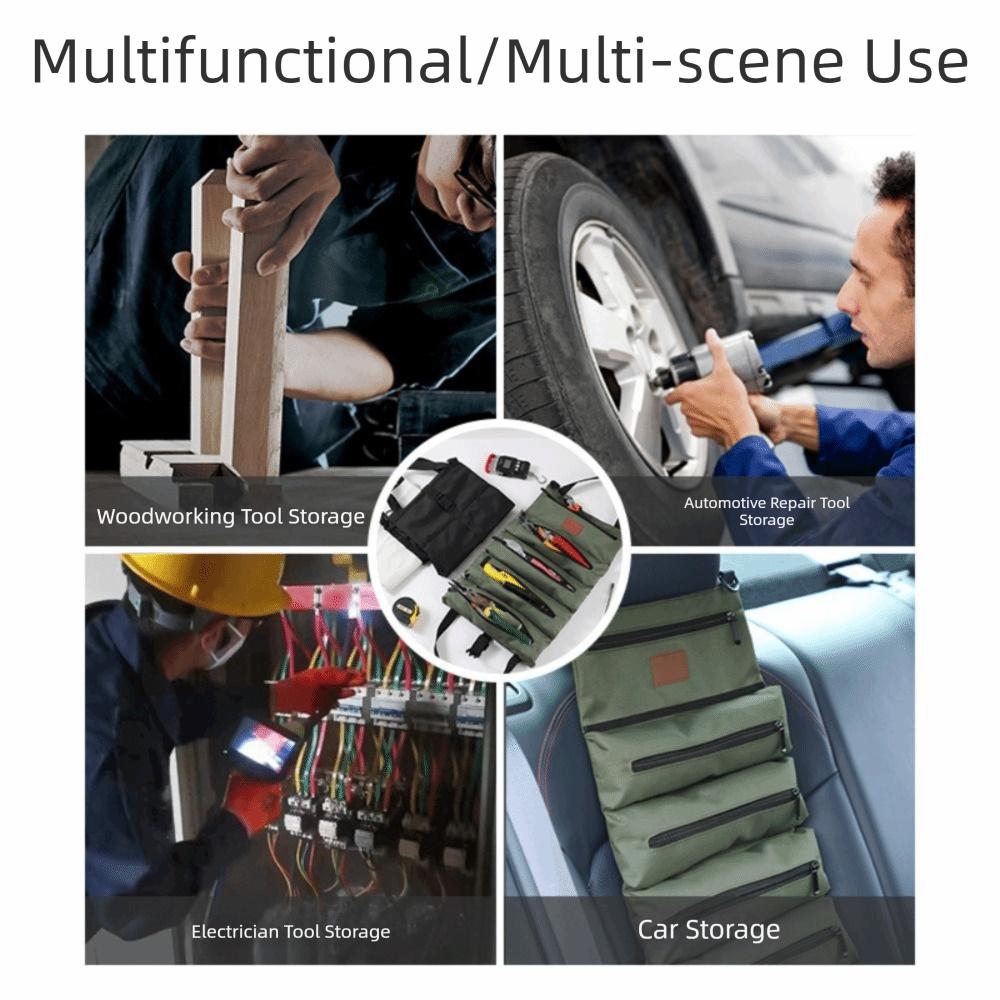 Lightweight Roll Up Tool Bag Heavy Duty Large Size Wrench Pouch Multiple Compartments Oxford Cloth Tool Roll Organizer