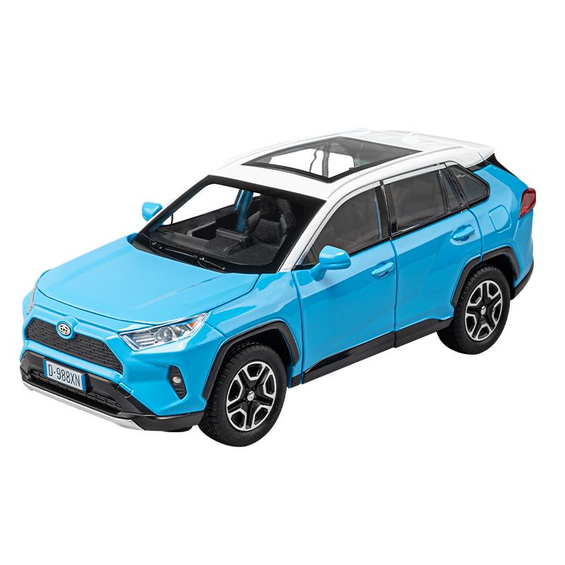 1/22 Toyota RAV4 SUV Alloy Cast Toy Car Model Sound and Light Pull Back Children's Toy Collectibles Birthday Gift