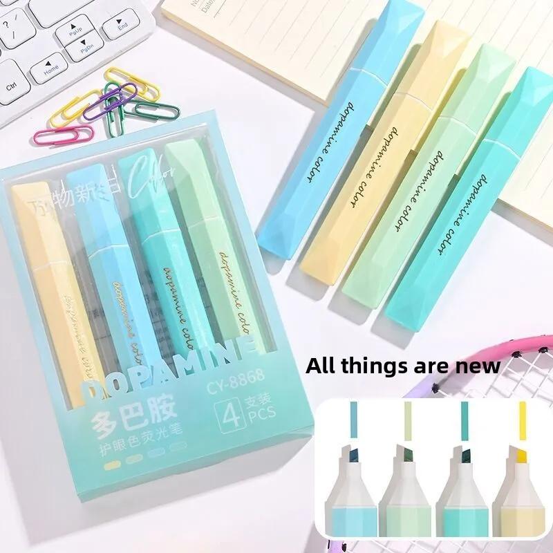 Четырехугольные 4 шт. хайлайтер - Яркие случайные цвета, не размазывающиеся маркеры для студентов и офисного использования