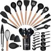 LMETJMA 28 Pcs Silicone Cooking Utensils Kitchen Utensil Set 446°F Heat Resistant Kitchen Gadgets Spatula Set With Holder JT263