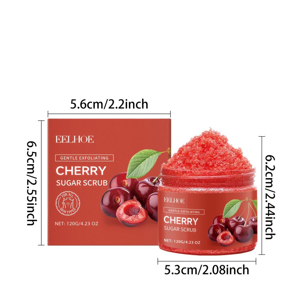 Cherry Sugar Body Scrub Gentle Exfoliating Body Wash Remove Dead Skin Moisturizing Brightening Deep Cleansing Shower Scrub
