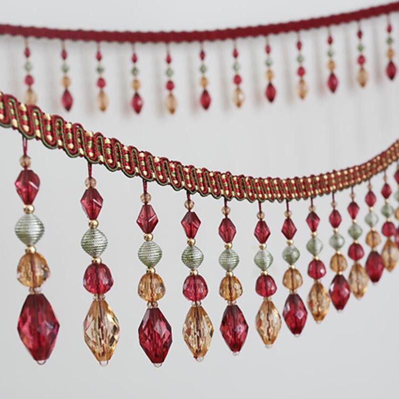 1/2/3M Шторы Отделка Кристалл Бусины Украшения Кружева Кисточки Аксессуары Подвеска Шар Тыквенные Бусины Декор Край Лента Обивка