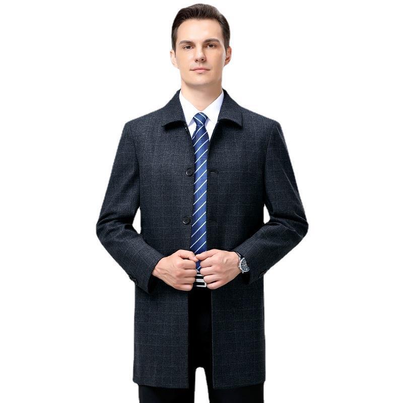 Кашемировое пальто средней длины, для среднего и пожилого возраста, осень и зима, свободная шерстяная куртка для папы, теплое пальто, мужское, толстое