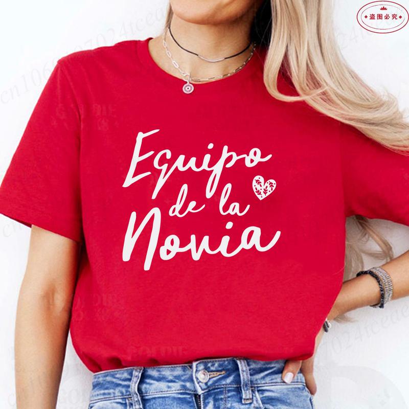 Spanish Team Bride Squad T-Shirt Woman Bachelorette Party Blouses Girl Single Farewell Tops Bridal Wedding Short Sleeve Tees