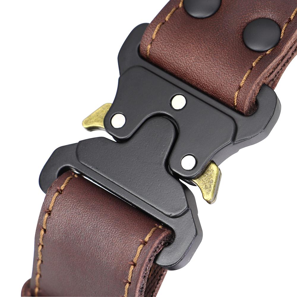 Soft Real Leather Dog Collar Genuine Leather Durable Collars with Safe Buckle Handle for Medium Large Dogs German Shepherd