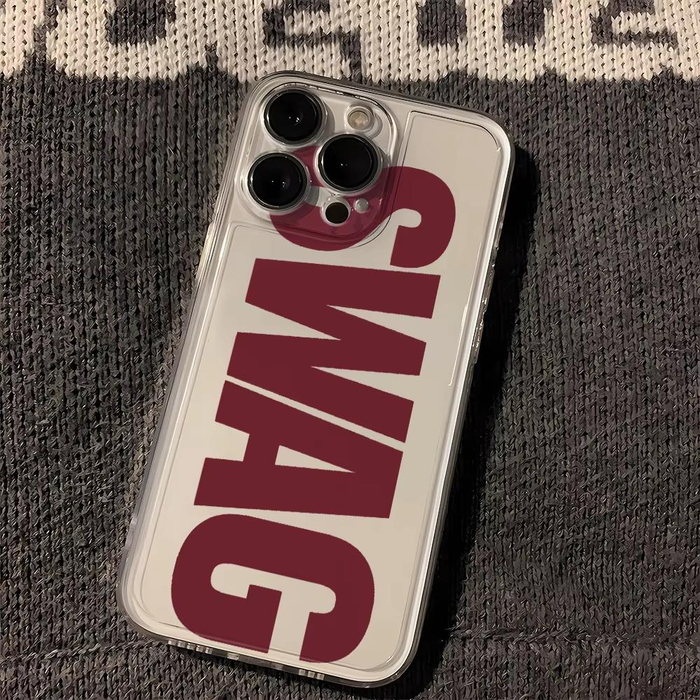 Black And Red Swag Pattern Phone Case For Samsung Galaxy S26 S25 Ultra S24 S23 FE S22 S21 Plus S20 A73 Clear Bumper Cover